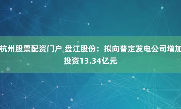 杭州股票配资门户 盘江股份：拟向普定发电公司增加投资13.34亿元
